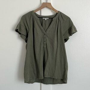Madewell Green Flutter Sleeve Top